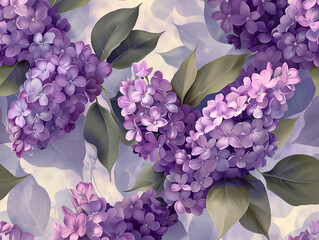 Wall Mural - bouquet of lilac on white, pattern purple flowers