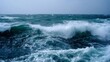 The ocean churned violently whipped into a frenzy by the unforgiving winds of the cyclone.