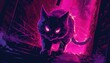 Cyberpunk Cat Glowing in Dark
