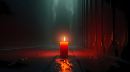 Sticker - A lonely candle illuminates the foggy room with its beam