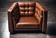 Top view of modern brown leather armchair - divan
