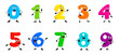 Cartoon funny math number characters for kids mathematics or birthday, vector kawaii. Happy smiling numbers and numeric digits with face for algebra education or arithmetic emoticon and numerals emoji
