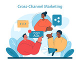 Fototapeta Dmuchawce - Cross-Channel Marketing concept. Integration of various platforms