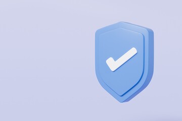 3d realistic shield security with checkmark icon. protection, approved, security, guaranteed concept