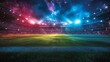 Soccer Stadium With Bright Lights and Grass