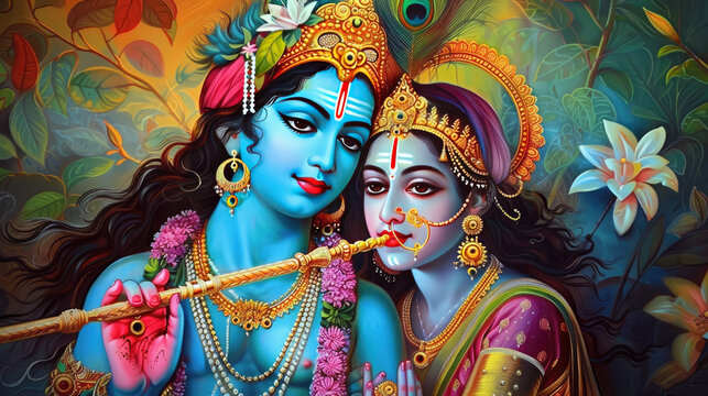 Lord Krishna and radha creative concept