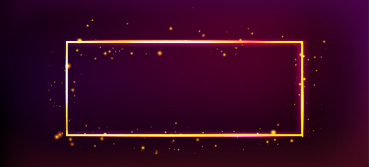Wall Mural - sparkling golden frame isolated on gradient background. vector realistic illustration of shiny recta