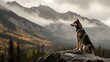 dog on rock peak
