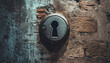 © NizuCaCi - keyhole, wall, old, antique, metal, clay wall, brick, concrete, close-up, illustration