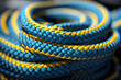 colored twisted rope made of durable material close-up. nautical rope
