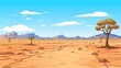 A tranquil desert landscape with mountains under a vast sky