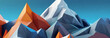 Above view of low poly digital mountain range connected with networks , connection and communication concept, 3d abstract banner, 