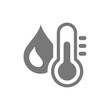 Water temperature, thermometer and drop vector. Humidity fill icon.