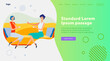 Happy female friends meeting and chatting. Women sitting on couch, drinking tea, talking flat vector illustration. Communication, friendship concept for banner, website design or landing web pag