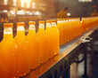 Orange Juice Bottling in Sunrise Light