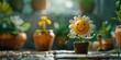 Cheerful Flower Gardening Kit Character Nurturing Nature With Joyful Smile