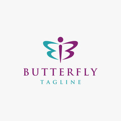 Wall Mural - Abstract letter B for butterfly logo icon vector template on white background