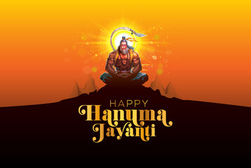 Wall Mural - Greeting card design for Happy Hanuman jayanti.