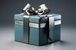 gift colored box tied with a satin ribbon. holiday gift packaging