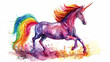 Isolated cute watercolor unicorn clipart Nursery unicorns illustration Princess rainbow unicorns poster Trendy pink cartoon horse, 