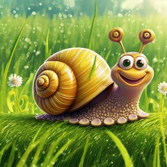 snail on a green leaf