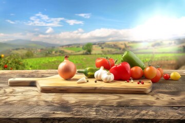 Wall Mural - A table with a variety of vegetables including tomatoes, cucumbers, and peppers