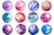 © fotogurme - Pearl set watercolor shiny natural sea nacreous, pearls isolated on white background