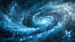 Spiral Galaxy and Stardust in Blue Universe