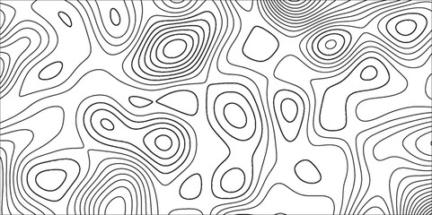 Fototapete - Topographic map background geographic line map wavy pattern design. Black and white contours map background. Geographic line map with elevation assignments.