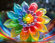 a complex rainbow flower made of jelly-like material