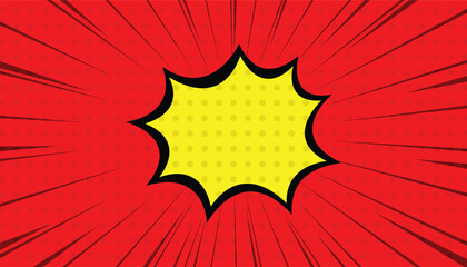 Poster - comics book balloon. Bubble icon speech phrase. Pop art comic red background. Cartoon Vector Illustration