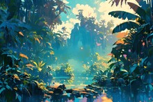 Anime Jungle Background, Nature, Wallpaper
