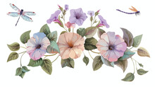 Decorative Petunia Flower With Dragonfly Vintage Orna