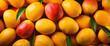 Ripe mango fruit isolated on white background ,Fresh fruit on green background, healthy eating in nature ,Bright orange kumquats on black background