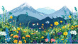 Mountain Wildflower Field Flat vector
