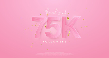 pink background to say thank you very much 75k followers.