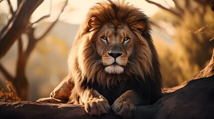 Male Lion in the wild, summer, sunlight, bright, motivation, alpha, predator