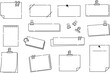 シンプルな白黒線画のメモ用紙　イラスト素材セット / vector eps	