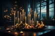 An idyllic scene featuring LED candles arranged for decorative purposes, the HD camera presenting the modern aesthetic and intricate lighting in breathtaking