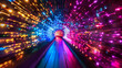 multicolor lights tunnel wallpaper, colorful lights background 