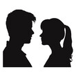 © vectorcyan - Male and female profile faces silhouette