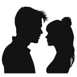 © vectorcyan - Male and female profile faces silhouette