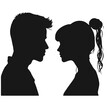 © vectorcyan - Male and female profile faces silhouette