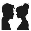 © vectorcyan - Male and female profile faces silhouette