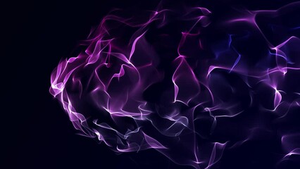 Wall Mural - purple fractal wave design: abstract seamless wallpaper with glowing particles and dynamic lines