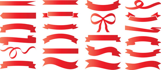 ribbon and banner collection, red ribbons banners vector set
