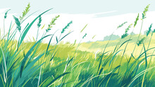 Summer Fields Sun-Kissed Grasses Wave In Gentle Breez