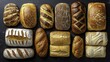 set of breads on an isolated background