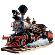 Cute Cartoon Steam Locomotive Clip Art On Transparent Background PNG
