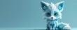 Tiny Cute Lowpoly Isometric Character with Light Turquoise Fox
